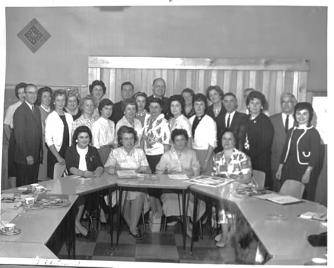 Black and white photo of the P.T.A Council at the Melville library, May 1963