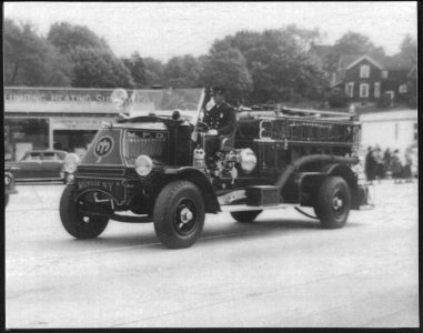 Black and white image of a Fire Truck