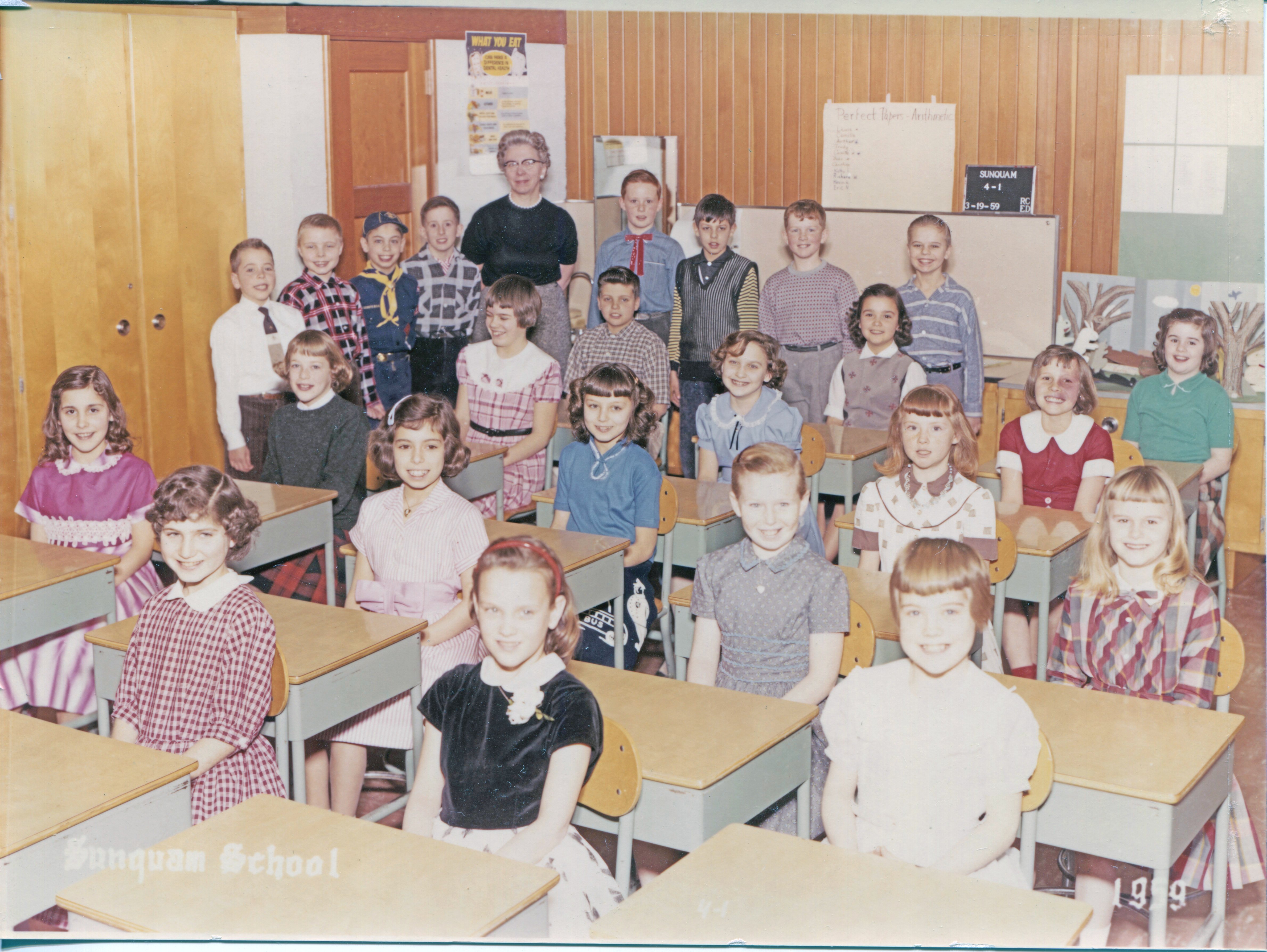 Color photo of the Sunquam school 4th grade class with teacher Mrs. Darling