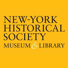 New York Historical Society Museum & Library Logo (those words written out) on a bright yellow background. 