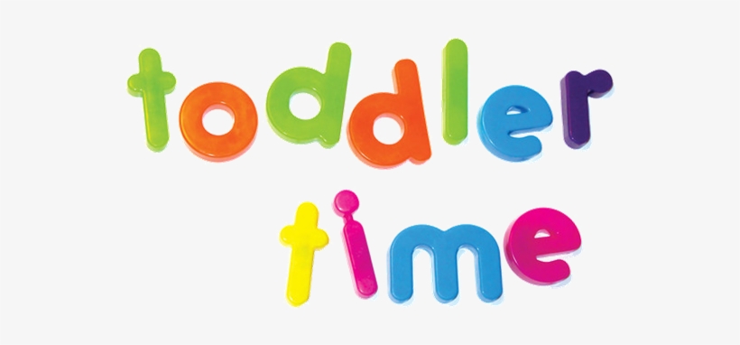 Toddler time written out in bold colorful letters. 