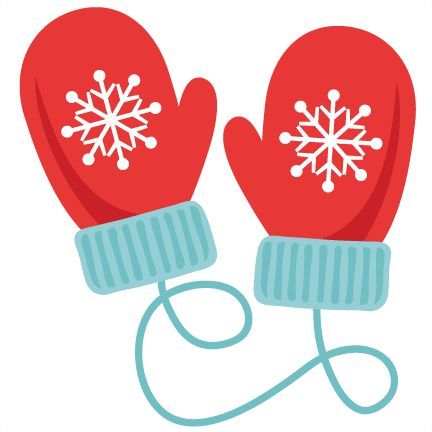 Picture of red mittens with a light blue cuff and string that ties the mittens together, A snowflake design is on the main part of the mitten. 