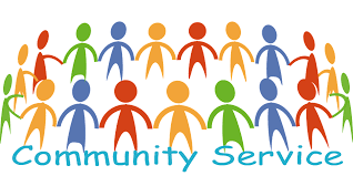 clipart picture of stick figures holding hands in a circle with the word Community Service written out. 