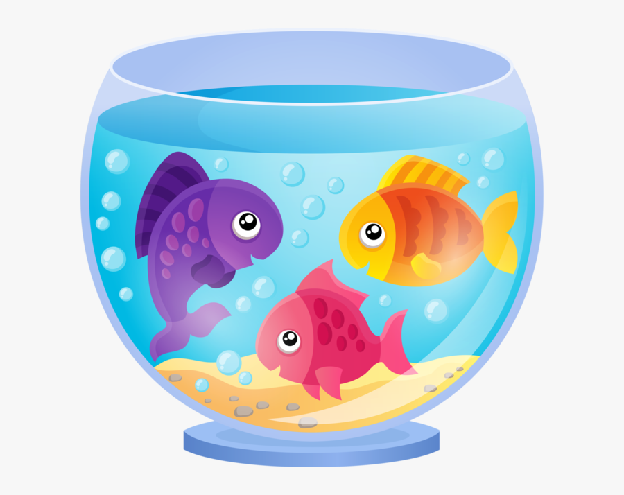 Cartoon image of 3 fish in a glass fishbowl.