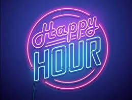 Happy Hour written in Neon lights.