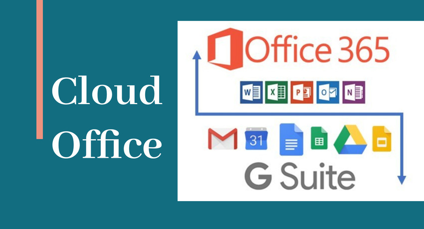 Graphic showing the Microsoft's Office 365 and Google Workspace icons. 