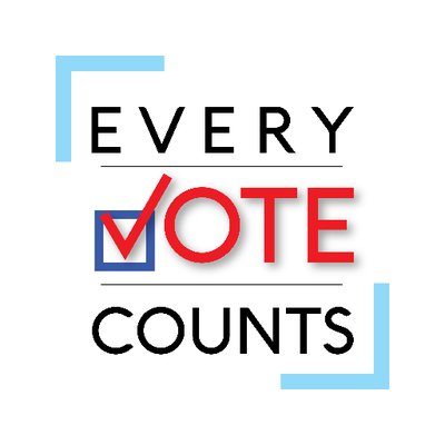 Every Vote Counts written out with a check mark as the V in Vote.