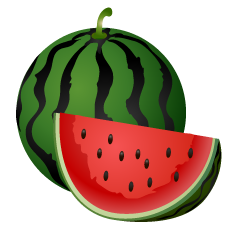 Clipart picture of a whole watermelon and a pice of cut watermelon. 