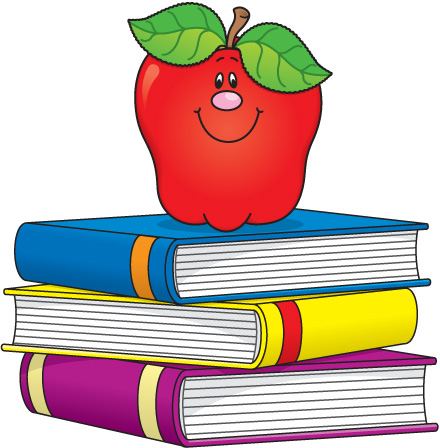 Clipart Apple sitting on a stack of books. 