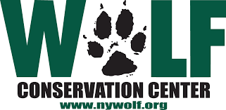 Wolf Conservation Center Logo. A wolf paw print is the "O" in wolf. 