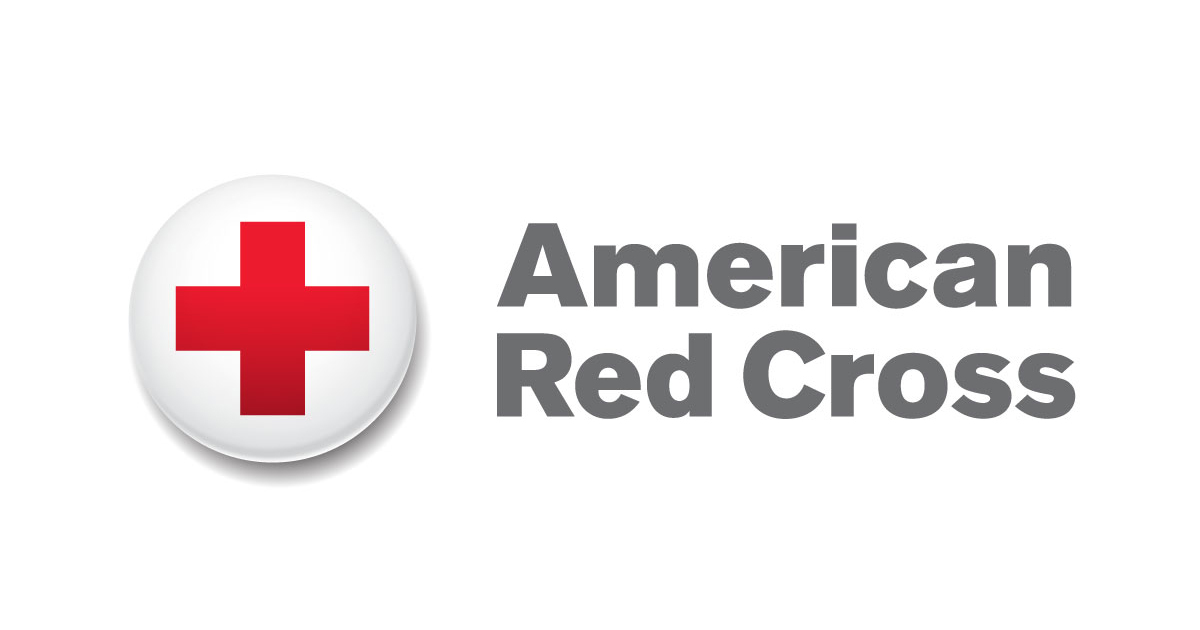 American Red Cross Logo. A red plus sign in white circle with the words American Red Cross spelled out on the side. 