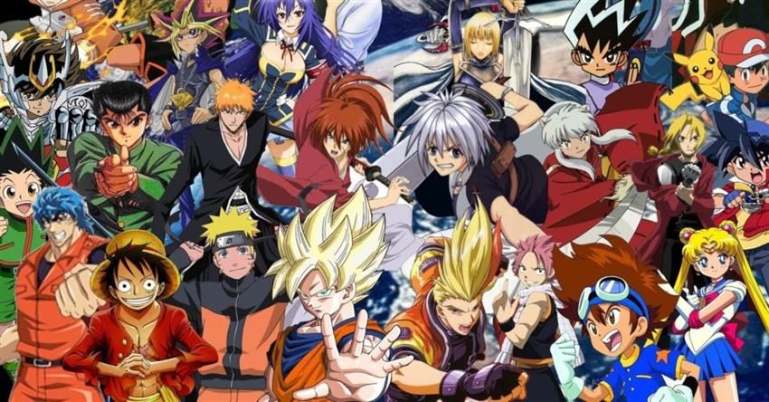 Image of all different anime characters. 
