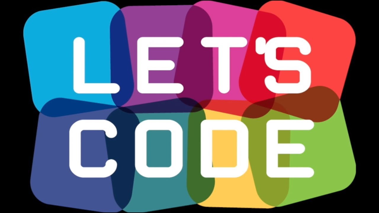 Image of bold color blocks with the words "Let's Code" in the center of the blocks. 