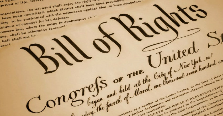 Image of a portion of the writing of the Bill of Rights document.