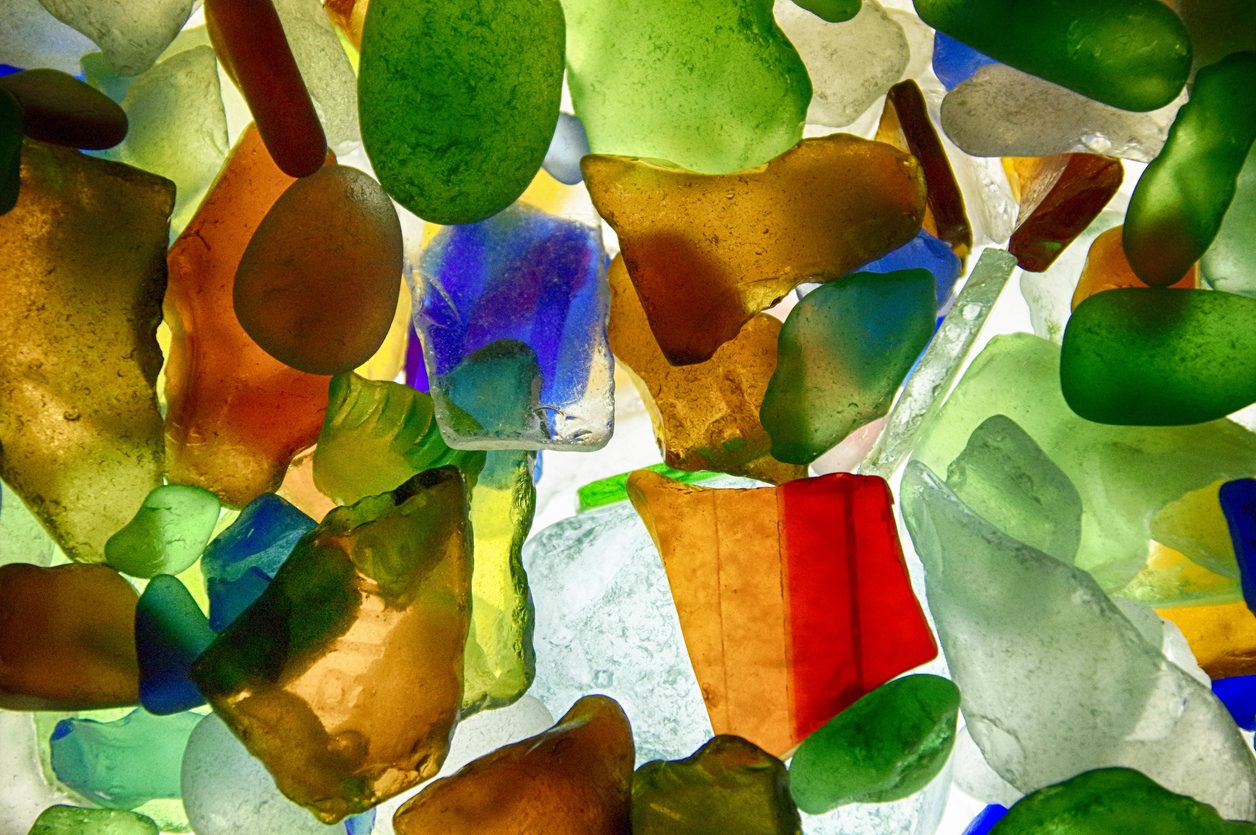 image of multicolored sea glass overlapping with each other 
