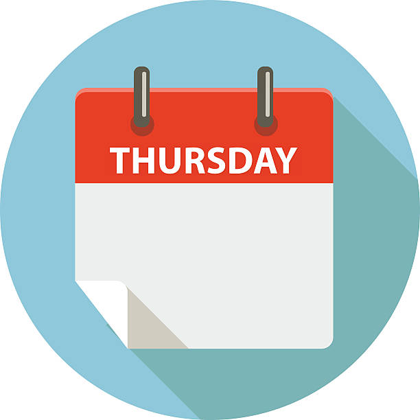 Clipart image of a desk calendar with the day of the week Thursday written out.