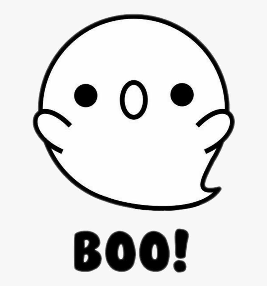 A hand drawn cute ghost with the word BOO! spelled out. 