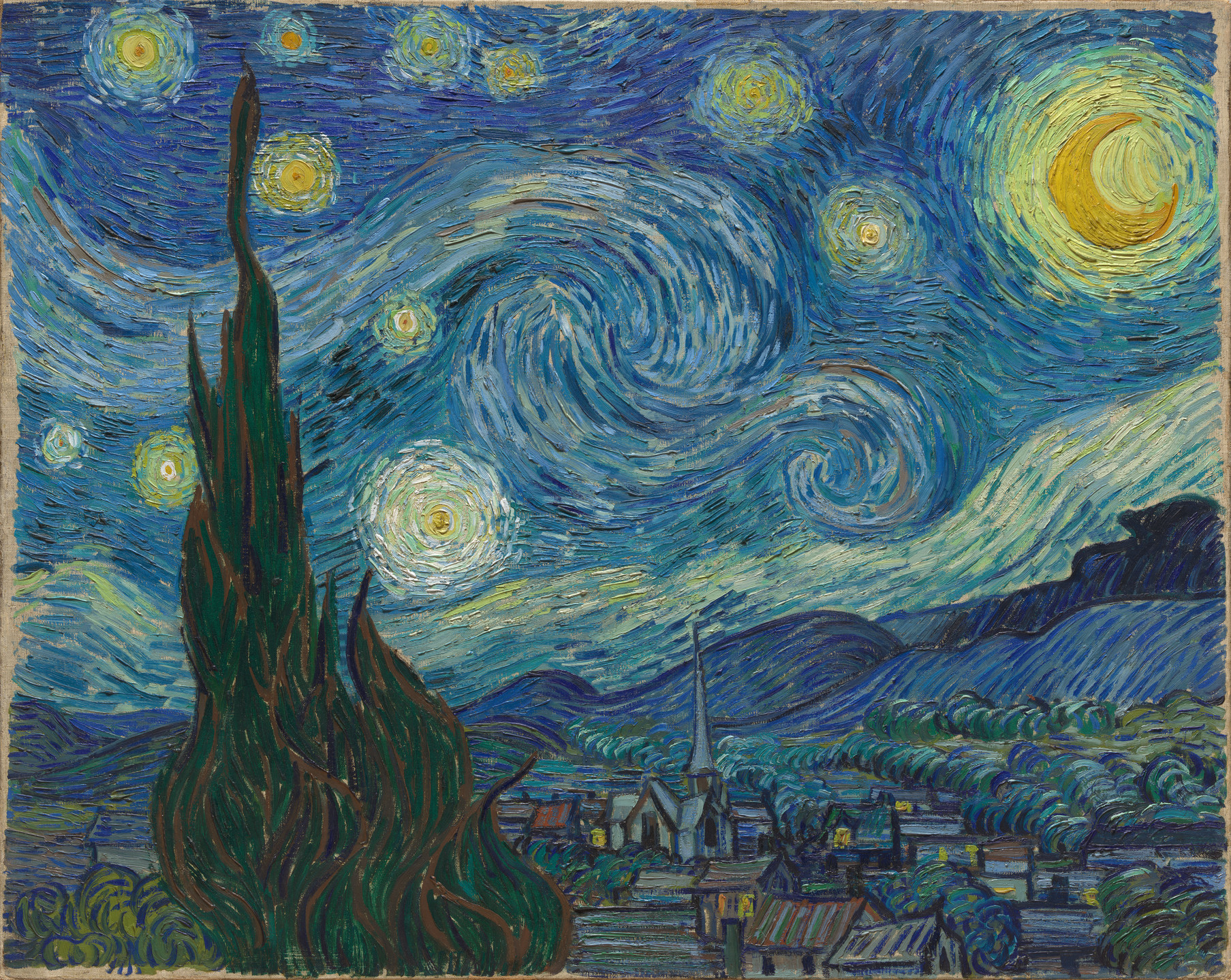 Image of Vincent Van Gogh's Starry Night painting. 