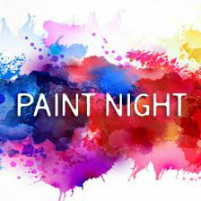 Paint splotches with the words Paint Night spelled out. 