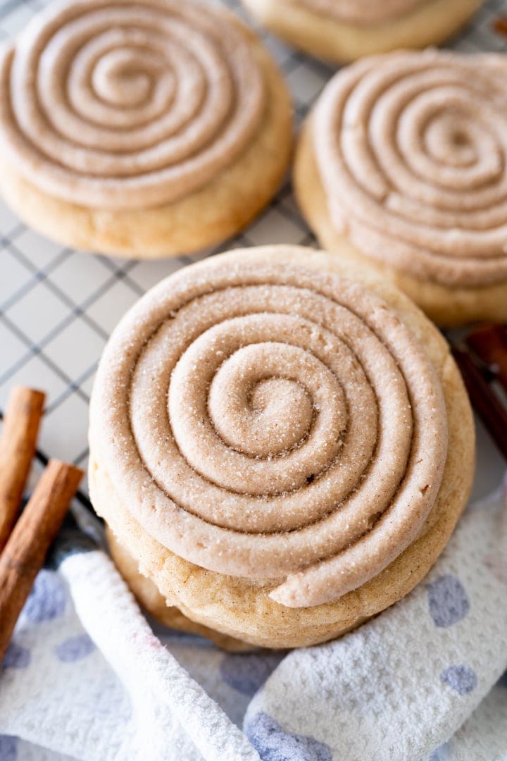 image of 3 cinnamon frosted sugar cookies.