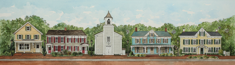 "Cold Spring Harbor Main St." print by Anna Dam