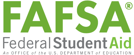 FAFFSA written in green with a trademark sign, with the gray words Federal Student Aid written below, and even smaller beneath that are the words "An OFFICE of the U.S. DEPARTMENT of EDUCATION"