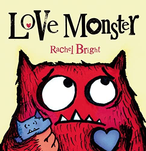 Image of the book cover for the book Love Monster featuring a red cartoon like monster.