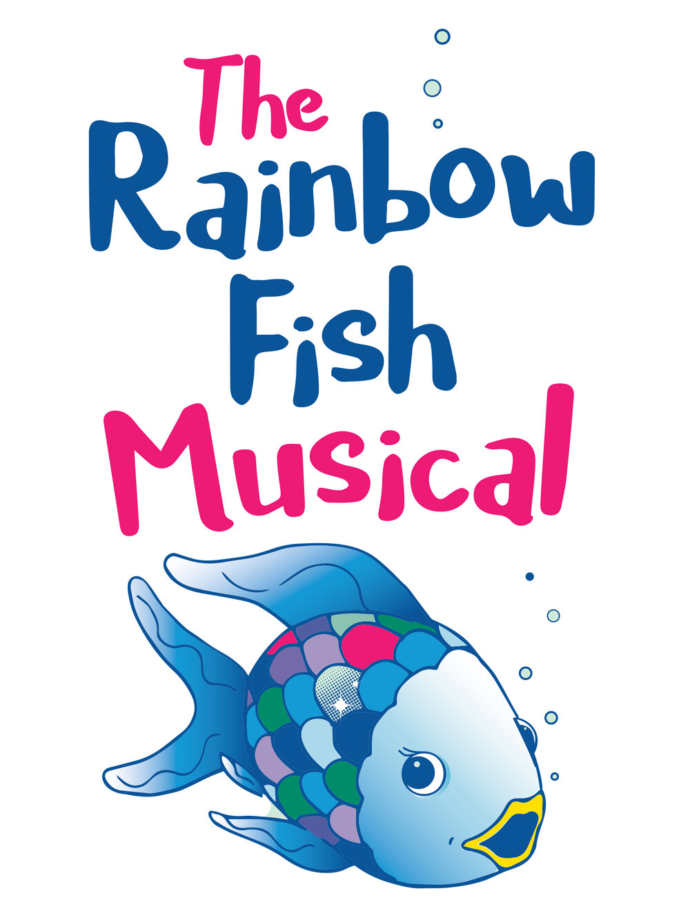Image of a Rainbow fish with the musical title spelled out. 