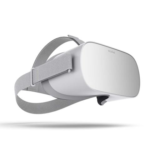 Image of a white Oculus VR headset floating on a white background