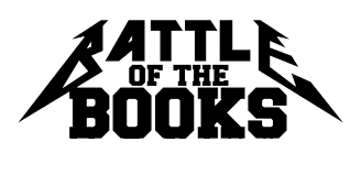 battle of the books logo, which is the words written in black in a bold, chunky font.