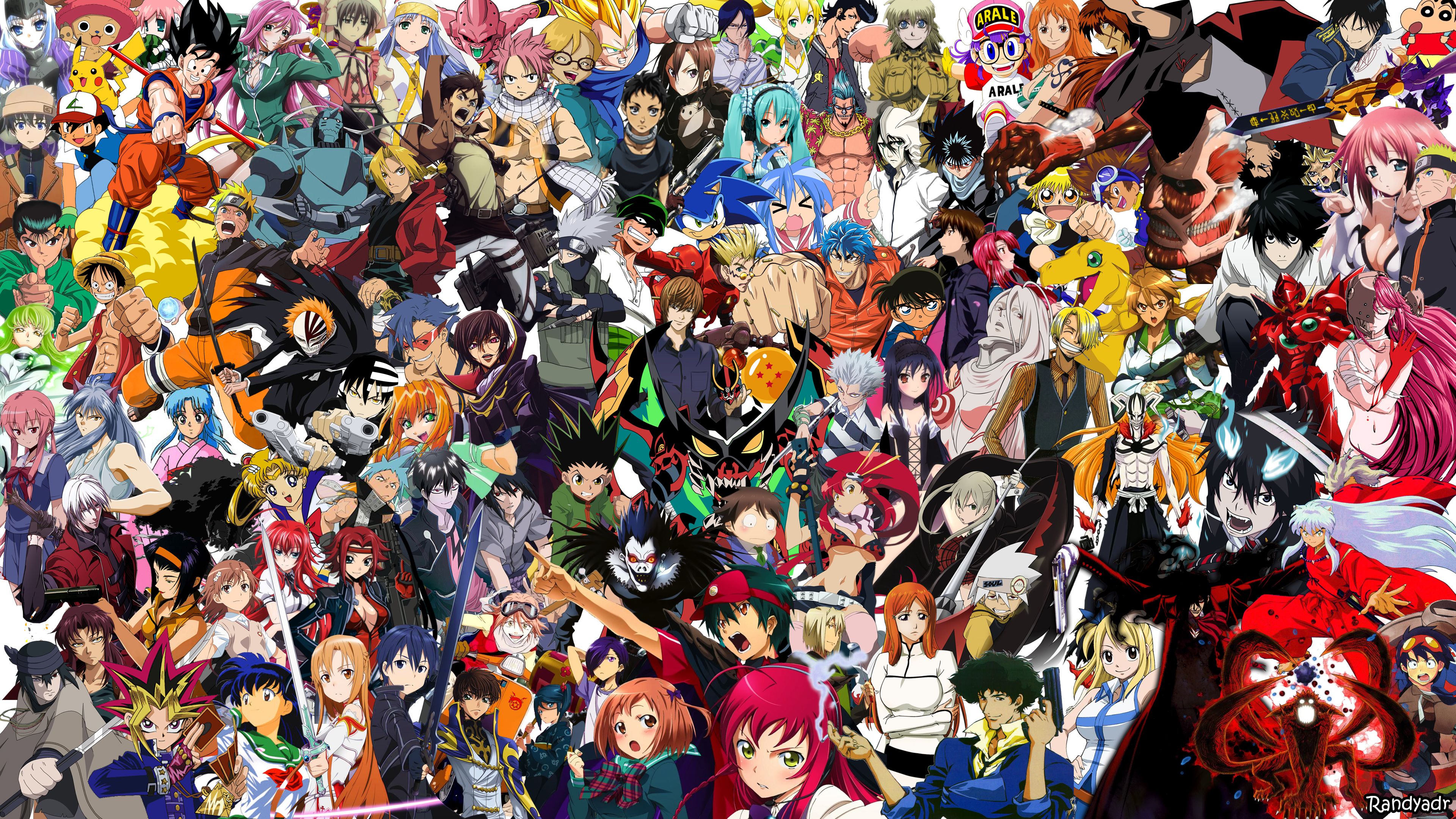 Miscellaneous anime characters in a collage