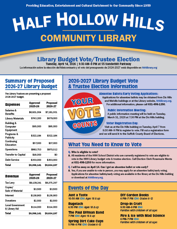 2026-2027 Library Budget Vote and Trustee Election Information