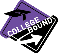 Diamond shaped sign with the words college bound spelled out.