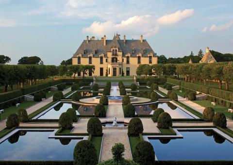 Photograph of Oheka Castle and its beautiful gardens.