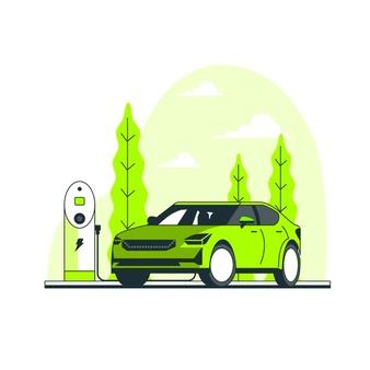 clipart of an electric vehicle at a charging station