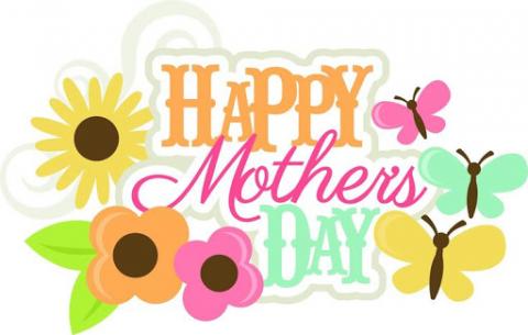 Clipart picture with flowers and butterflies with Happy Mothers Day spelled out.