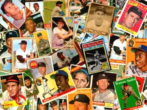 Collage of baseball cards. 