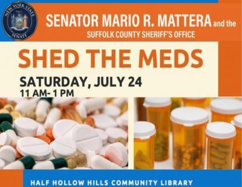 Flier for the event with a picture of medication bottles. 