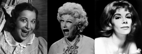 Photograph of 3 actresses, Fanny Brice, Phyllis Diller and Joan Rivers. 