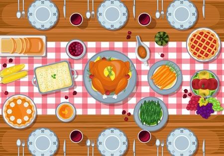 Clipart picture of a Thanksgiving table set-up.