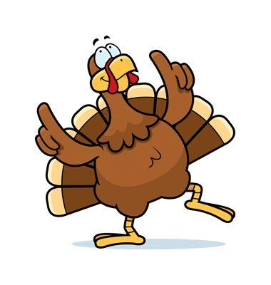 Cartoon image of a dancing turkey.