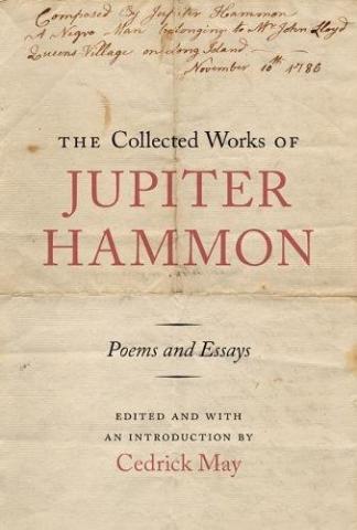 Image of old paper that says the Collected Works of Jupiter Hammon, Poems and Essays.