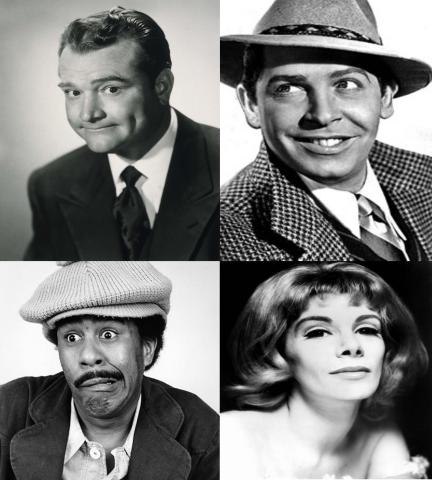 Collage image of Red Skelton, Milton Berle, Richard Pryor and Joan Rivers