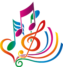 clipart image of colorful music notes and the g clef.