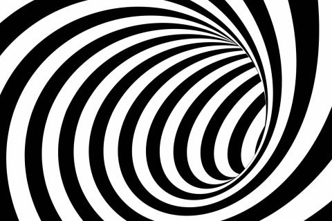 image of black and white lines swirling together to look like a hole, meant to be an optical illusion.