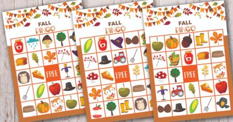 image of 3 fall themed bingo cards.