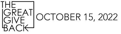 The Great Giveback Logo and date of the event. 