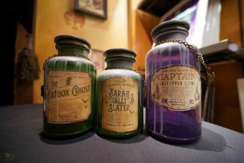 image of 3 mason jars filled with "spooky" ingredients.