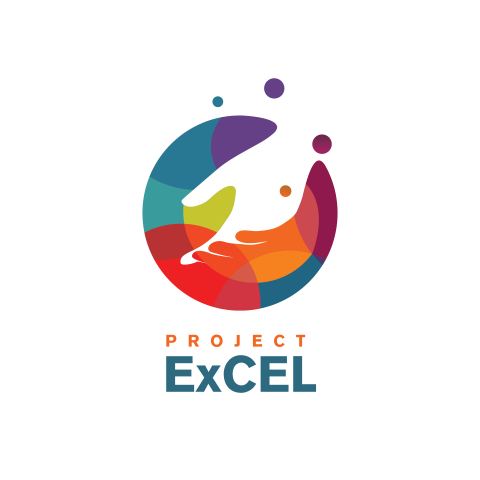 Image of the Project Excel logo, featuring a hand made of negative space amongst red, orange, green, blue, and purple overlapping circles, with the words PROJECT in orange, and ExCEL in blue.