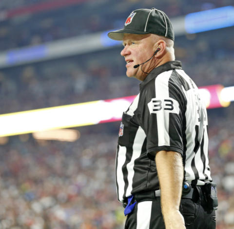 Image of NFL Referee Steve Zimmer on the field in his Referee uniform